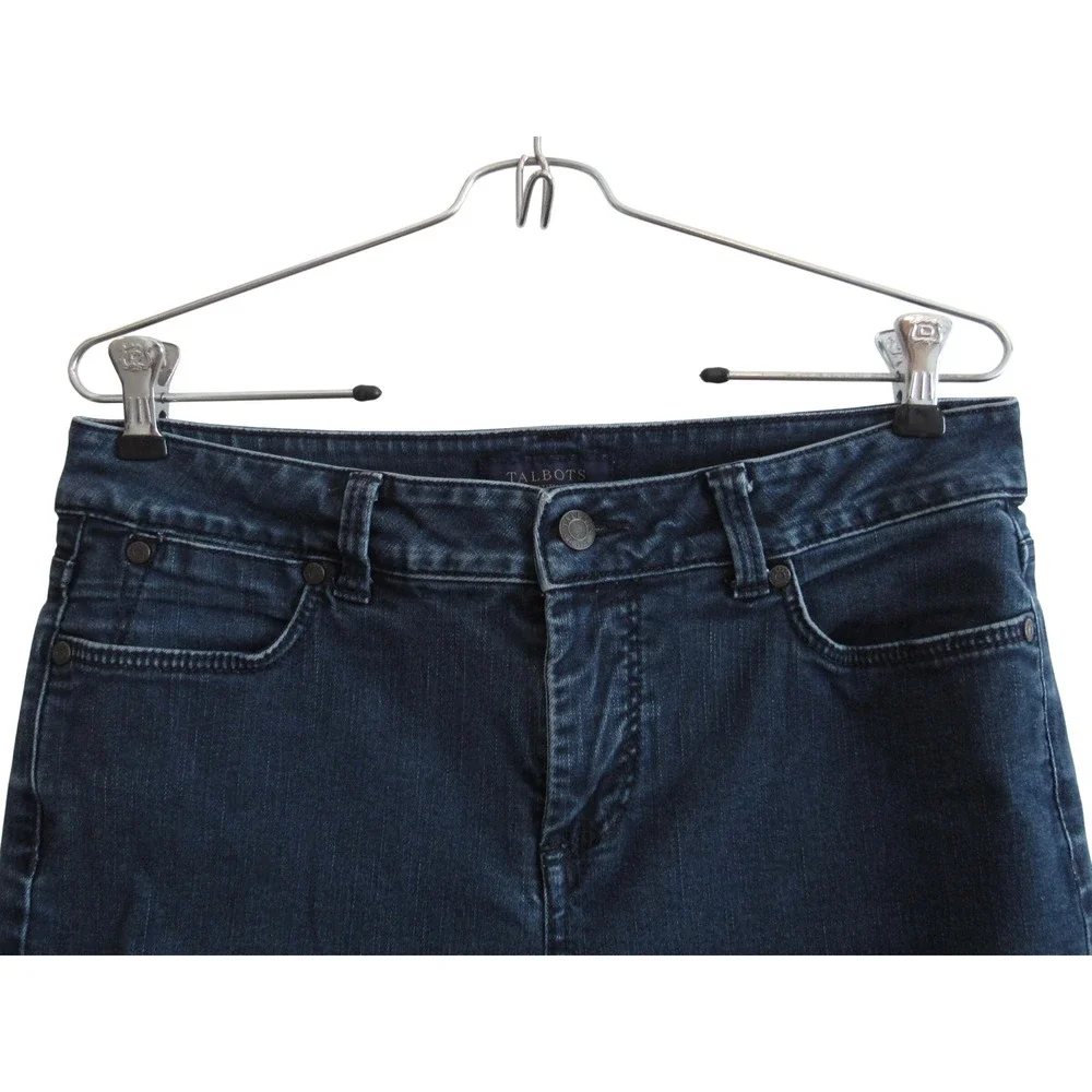 Talbots Curvy Petite Jeans 10P Dark Wash Wide‎ Leg Stretch Denim Minimalist